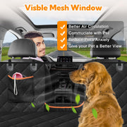 Dog Car Seat Cover for Back Seat,Waterproof Hammock with Mesh Window, Anti-Scratch Nonslip Car Seat Protector for Dogs, 600D Heavy Duty Dog Seat Cover for Cars Trucks and Suvs