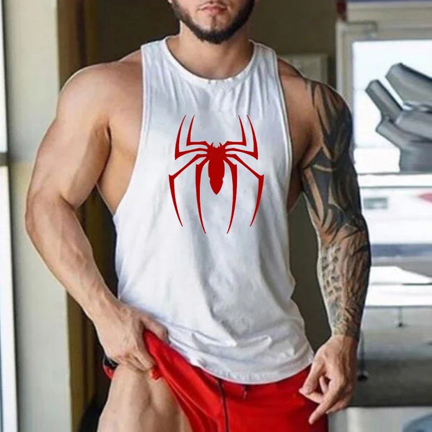 Red Spider Printed Running Tank Top