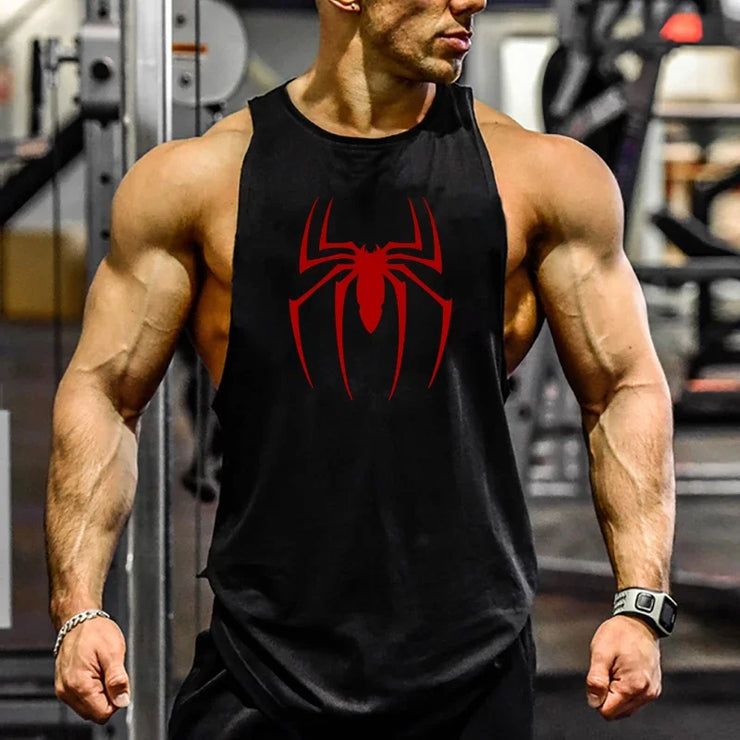 Red Spider Printed Running Tank Top