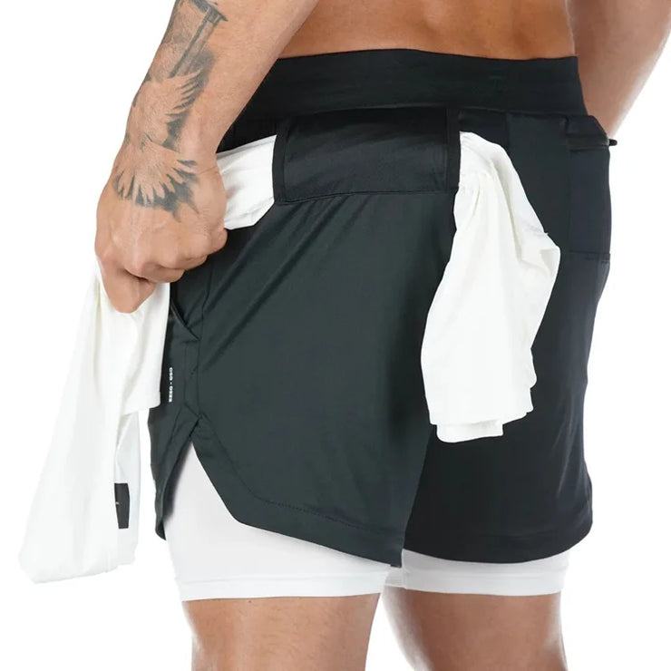 Men’s 2-in-1 Camo Quick-Dry Gym Running Shorts