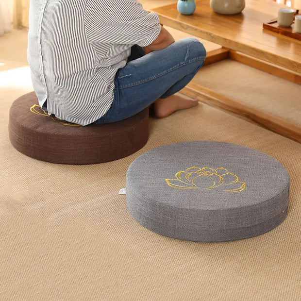 Round Linen Yoga Meditation Cushion